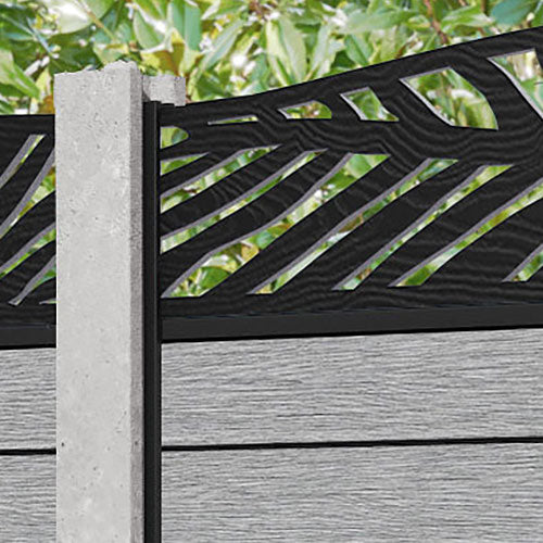 Fusion Palm Curved Top Fence Panel - Light Grey - for existing concrete posts