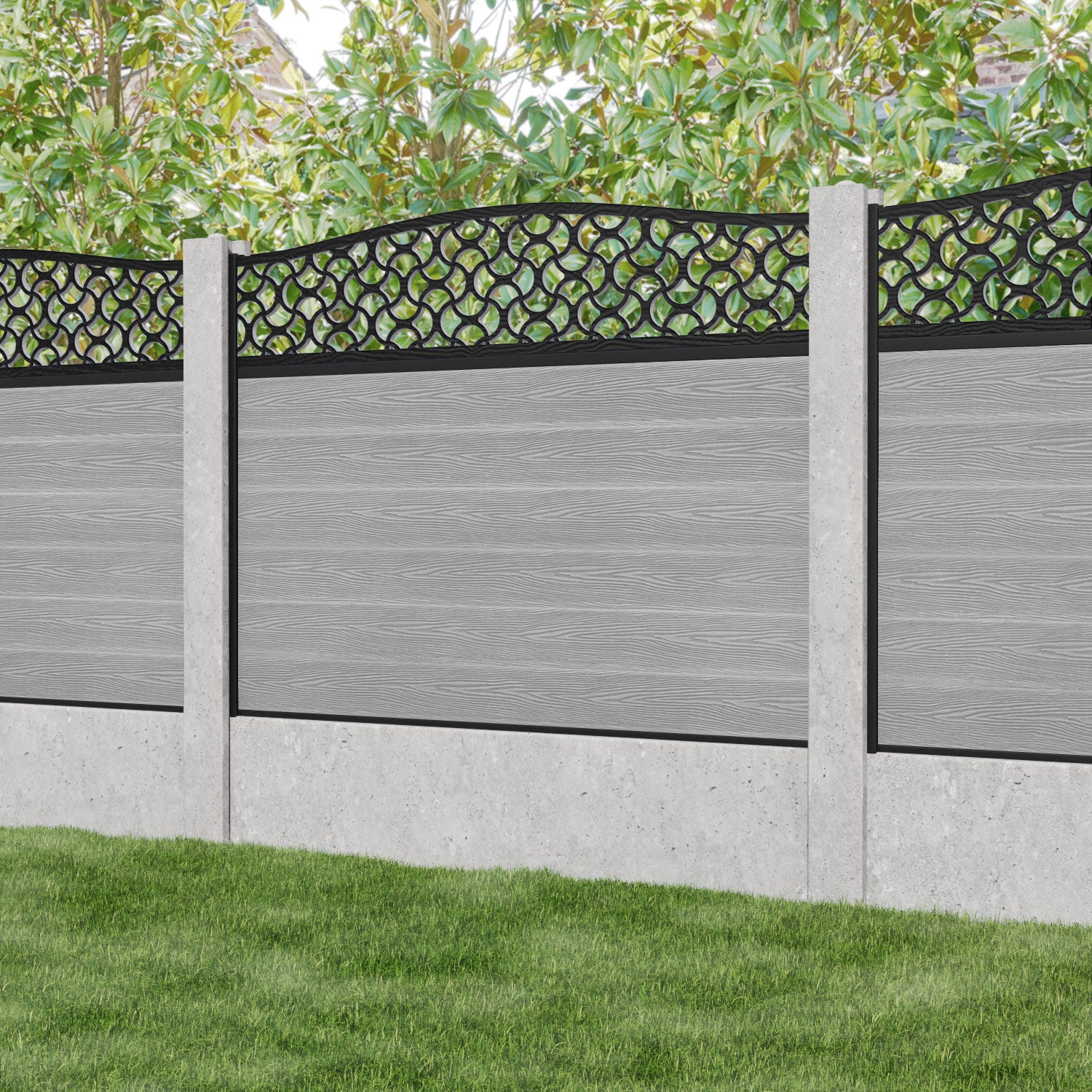 Classic Vida Curved Top Fence Panel - Light Grey - for existing concrete posts