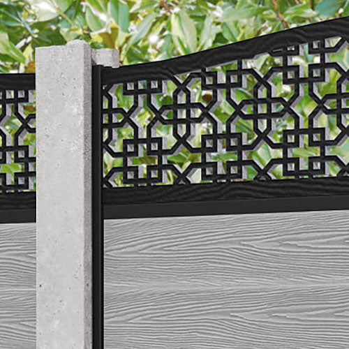 Classic Zaria Curved Top Fence Panel - Light Grey - for existing concrete posts