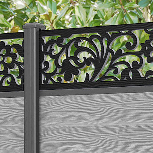 Classic Eden Fence Panel - Light Grey - with our aluminium posts