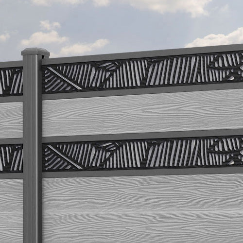 Classic Feather Split Screen Fence Panel - Light Grey - with our aluminium posts