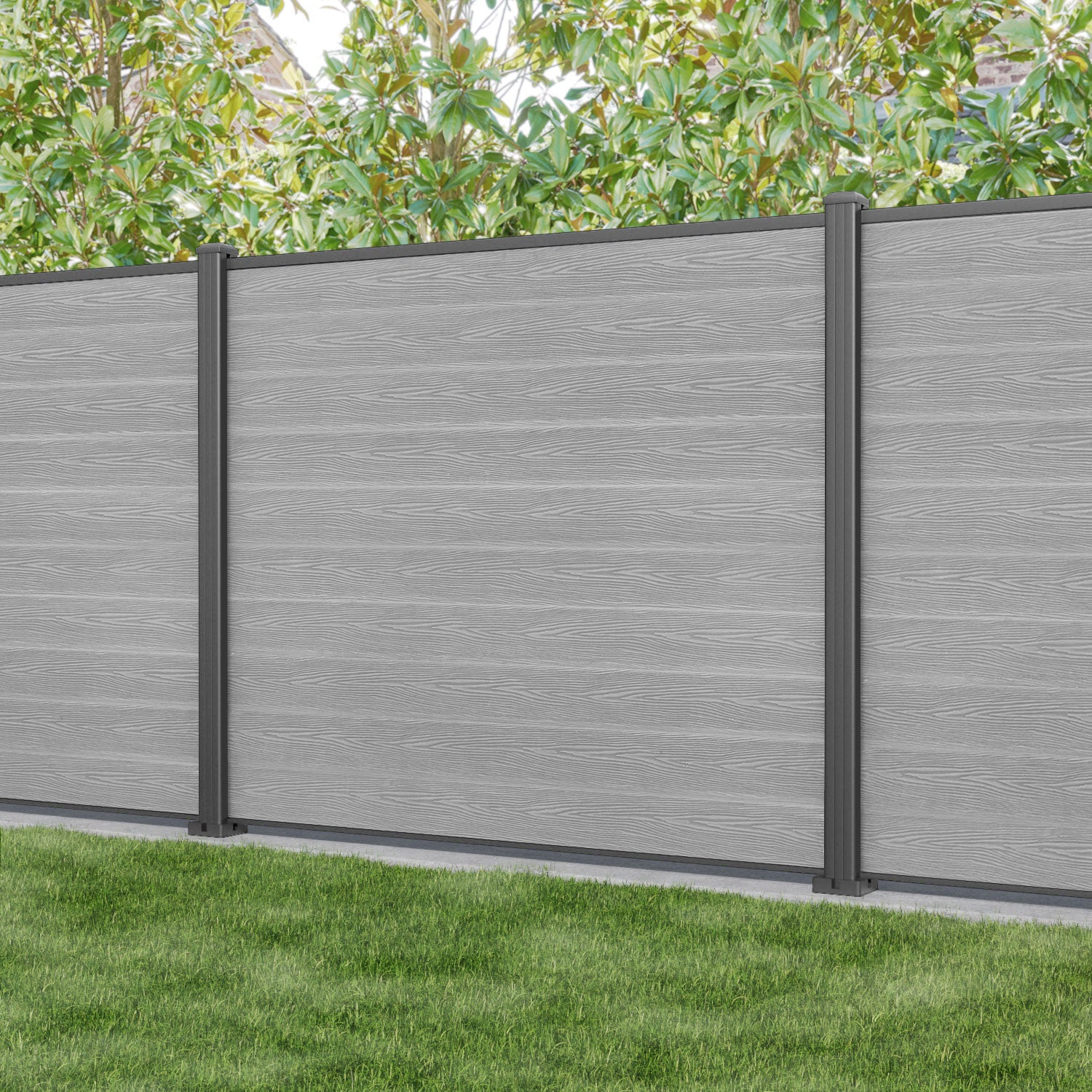 Classic Fence Panel - Light Grey - with our aluminium posts