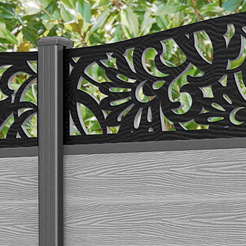 Classic Heritage Curved Top Fence Panel - Light Grey - with our aluminium posts