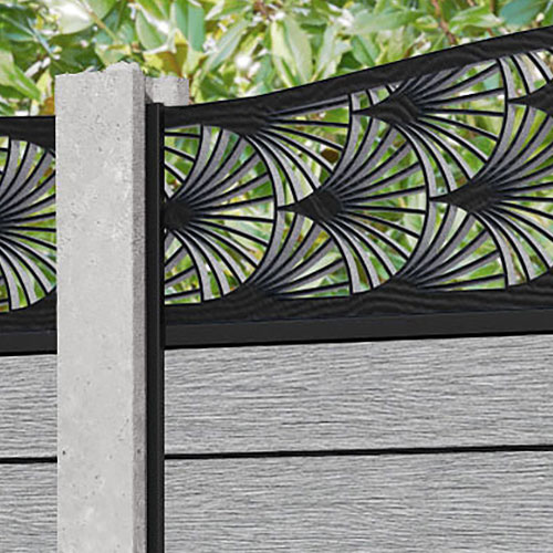 Fusion Laurel Curved Top Fence Panel - Light Grey - for existing concrete posts