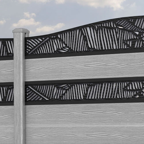 Classic Feather Curved Top Split Screen Fence Panel - Light Grey - with our composite posts