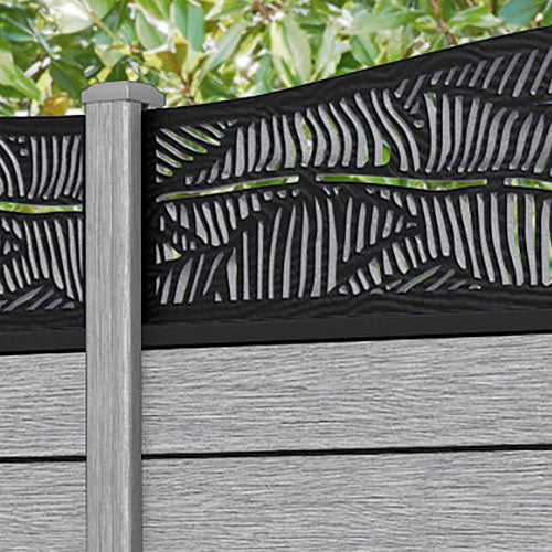 Fusion Feather Curved Top Fence Panel - Light Grey - with our composite posts