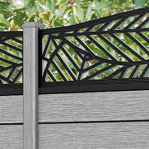 Fusion Habitat Curved Top Fence Panel - Light Grey - with our composite posts