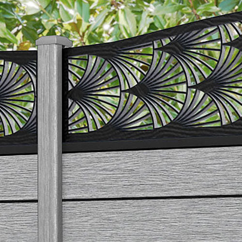 Fusion Laurel Curved Top Fence Panel - Light Grey - with our composite posts