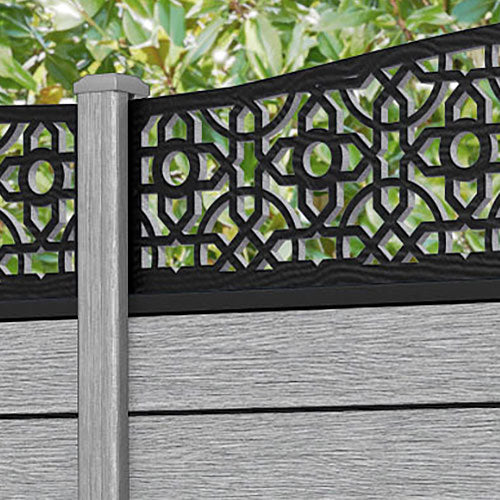 Fusion Nabila Curved Top Fence Panel - Light Grey - with our composite posts
