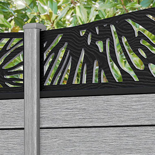 Fusion Poppy Curved Top Fence Panel - Light Grey - with our composite posts
