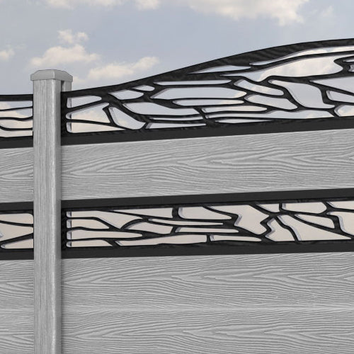 Classic Shatter Curved Top Split Screen Fence Panel - Light Grey - with our composite posts