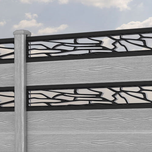 Classic Shatter Split Screen Fence Panel - Light Grey - with our composite posts