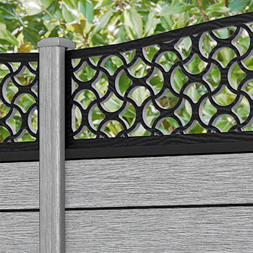Fusion Vida Curved Top Fence Panel - Light Grey - with our composite posts
