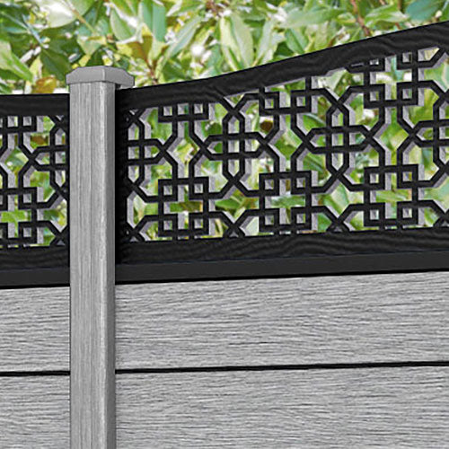 Fusion Zaria Curved Top Fence Panel - Light Grey - with our composite posts