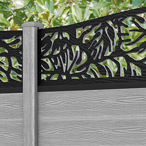 Classic Botanic Curved Top Fence Panel - Light Grey - with our composite posts