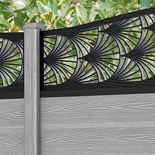 Classic Laurel Curved Top Fence Panel - Light Grey - with our composite posts