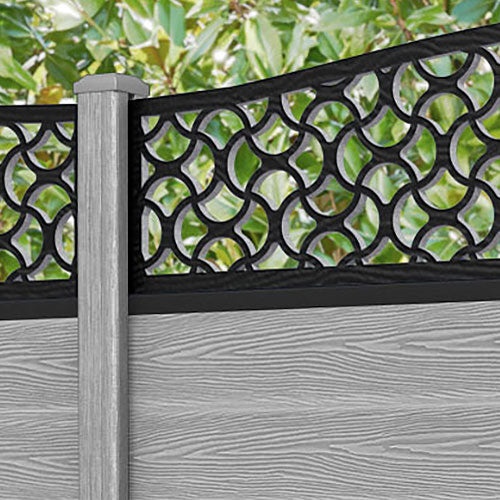 Classic Vida Curved Top Fence Panel - Light Grey - with our composite posts