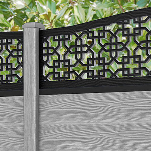 Classic Zaria Curved Top Fence Panel - Light Grey - with our composite posts