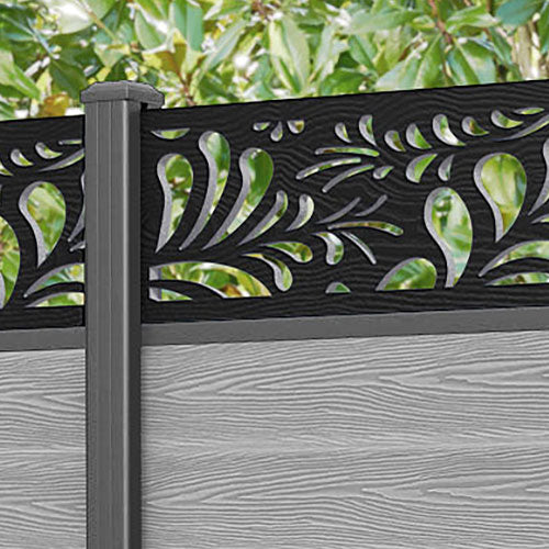 Classic Petal Fence Panel - Light Grey - with our aluminium posts