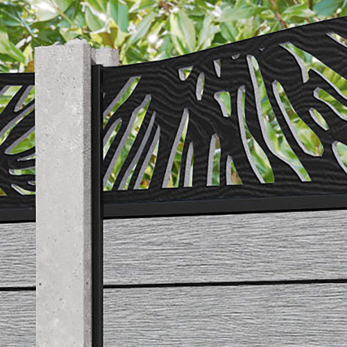 Fusion Poppy Curved Top Fence Panel - Light Grey - for existing concrete posts