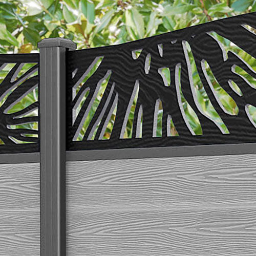 Classic Poppy Curved Top Fence Panel - Light Grey - with our aluminium posts