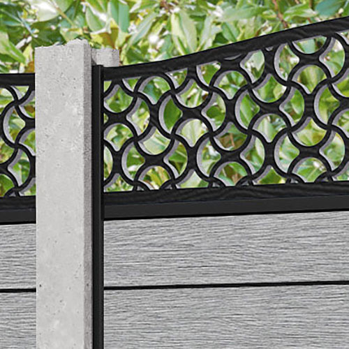 Fusion Vida Curved Top Fence Panel - Light Grey - for existing concrete posts