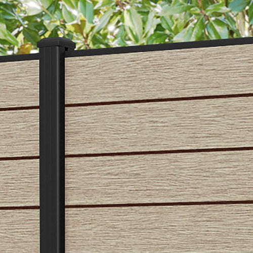 Fusion Fence Panel - Light Oak - with our aluminium posts
