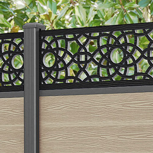 Classic Ambar Fence Panel - Light Oak - with our aluminium posts