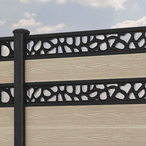 Classic Pebble Split Screen Fence Panel - Light Oak - with our composite posts