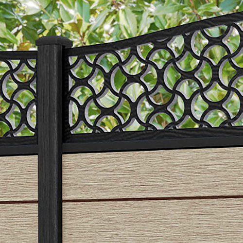 Fusion Vida Curved Top Fence Panel - Light Oak - with our composite posts
