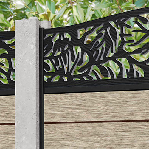 Fusion Botanic Curved Top Fence Panel - Light Oak - for existing concrete posts