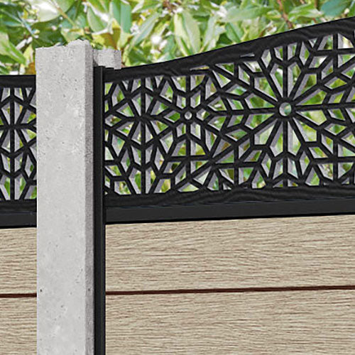 Fusion Alnara Curved Top Fence Panel - Light Oak - for existing concrete posts