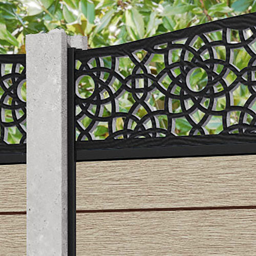 Fusion Ambar Curved Top Fence Panel - Light Oak - for existing concrete posts