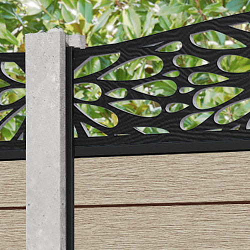 Fusion Blossom Curved Top Fence Panel - Light Oak - for existing concrete posts