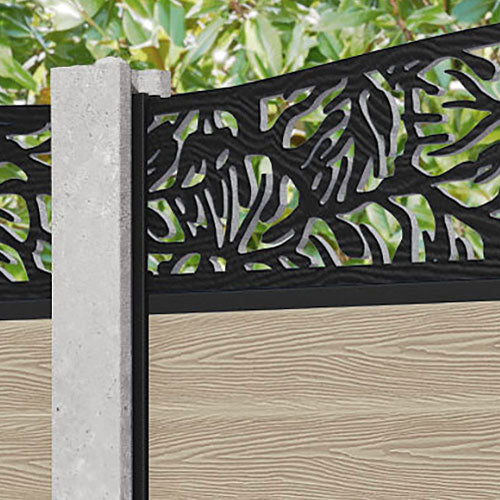 Classic Botanic Curved Top Fence Panel - Light Oak - for existing concrete posts