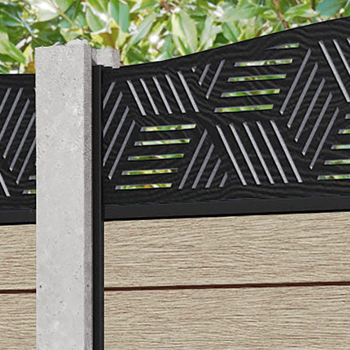 Fusion Cubed Curved Top Fence Panel - Light Oak - for existing concrete posts