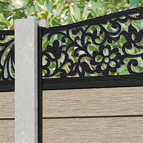 Fusion Eden Curved Top Fence Panel - Light Oak - for existing concrete posts