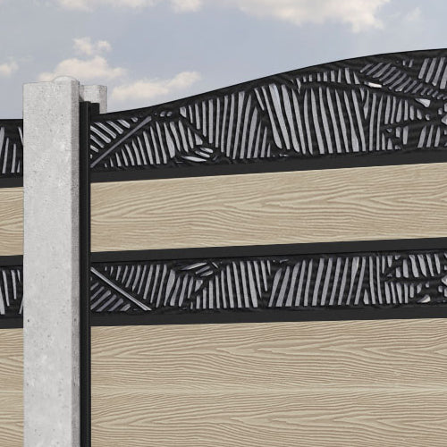 Classic Feather Curved Top Split Screen Fence Panel - Light Oak - for existing concrete posts