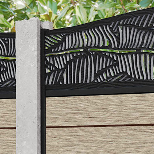 Fusion Feather Curved Top Fence Panel - Light Oak - for existing concrete posts