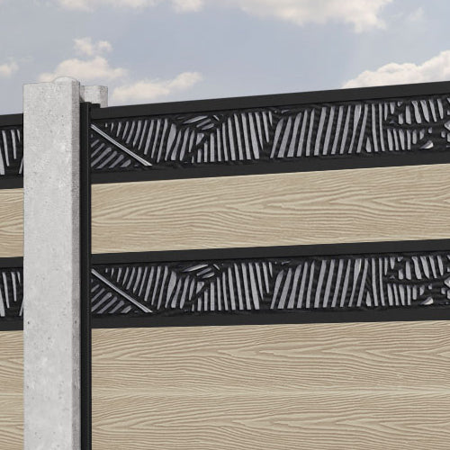 Classic Feather Split Screen Fence Panel - Light Oak - for existing concrete posts