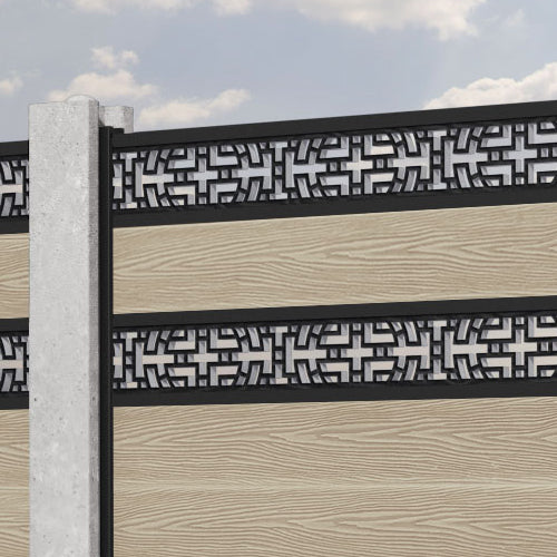 Classic Kumo Split Screen Fence Panel - Light Oak - for existing concrete posts