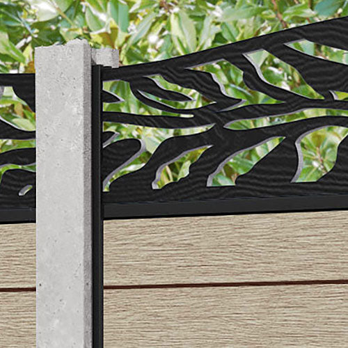 Fusion Malawi Curved Top Fence Panel - Light Oak - for existing concrete posts