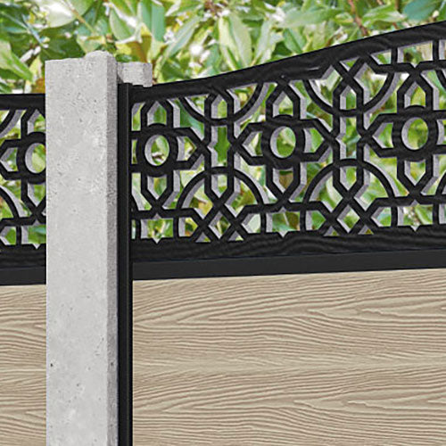 Classic Nabila Curved Top Fence Panel - Light Oak - for existing concrete posts
