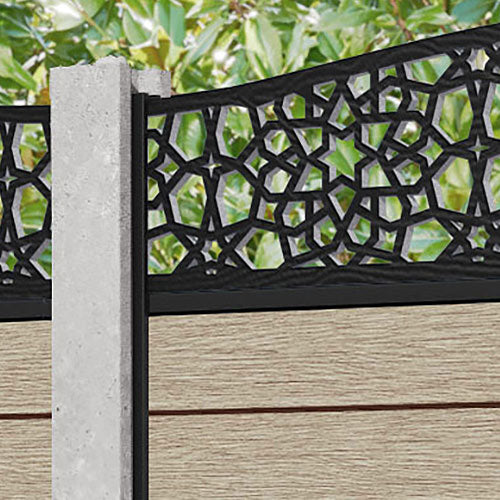 Fusion Nazira Curved Top Fence Panel - Light Oak - for existing concrete posts