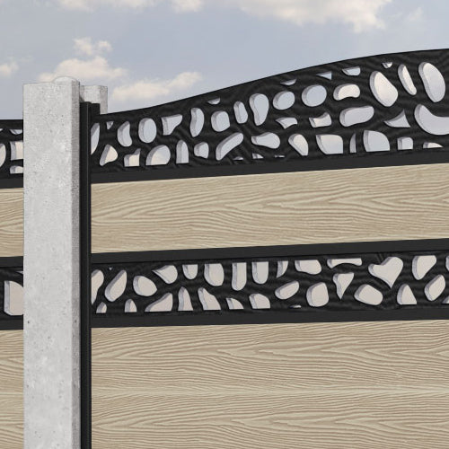 Classic Pebble Curved Top Split Screen Fence Panel - Light Oak - for existing concrete posts