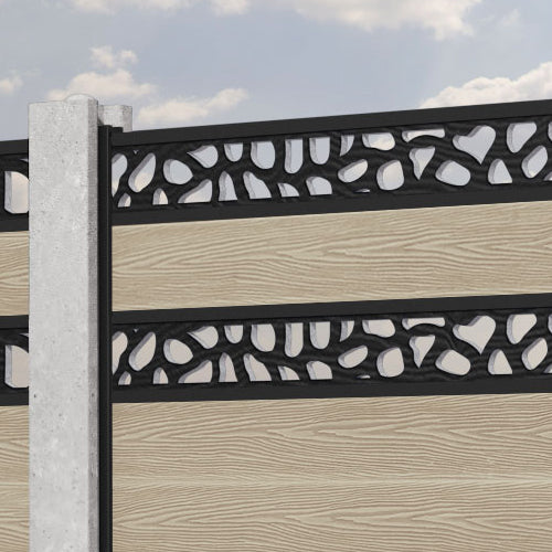 Classic Pebble Split Screen Fence Panel - Light Oak - for existing concrete posts