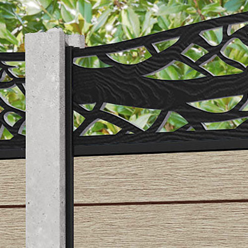 Fusion Twilight Curved Top Fence Panel - Light Oak - for existing concrete posts