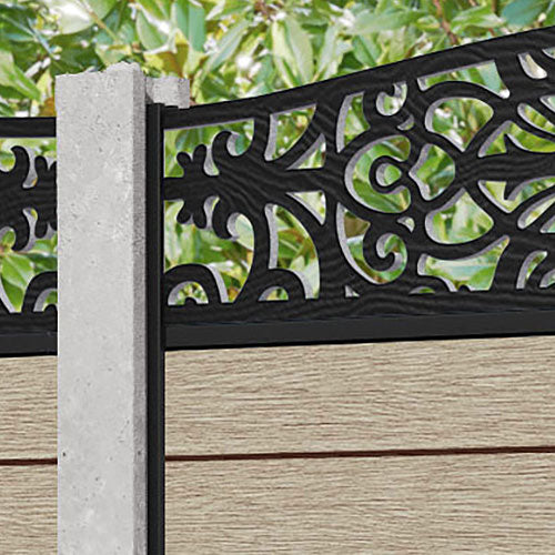Fusion Windsor Curved Top Fence Panel - Light Oak - for existing concrete posts
