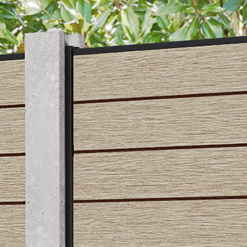 Fusion Fence Panel - Light Oak - for existing concrete posts