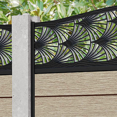 Fusion Laurel Curved Top Fence Panel - Light Oak - for existing concrete posts